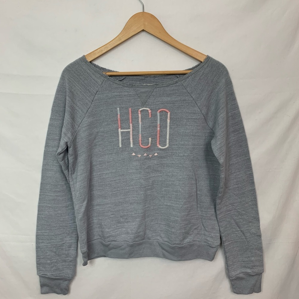 Hollister Gray Wide Boat Neck Sweatshirt